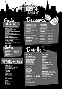 Restaurant menu designed by Red Dune