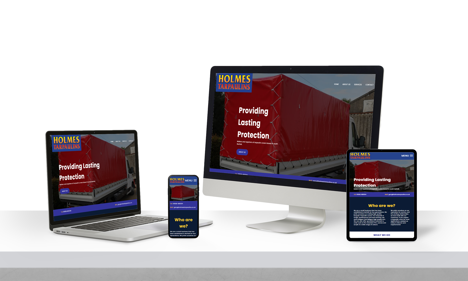 Holmes Tarpaulins responsive devices