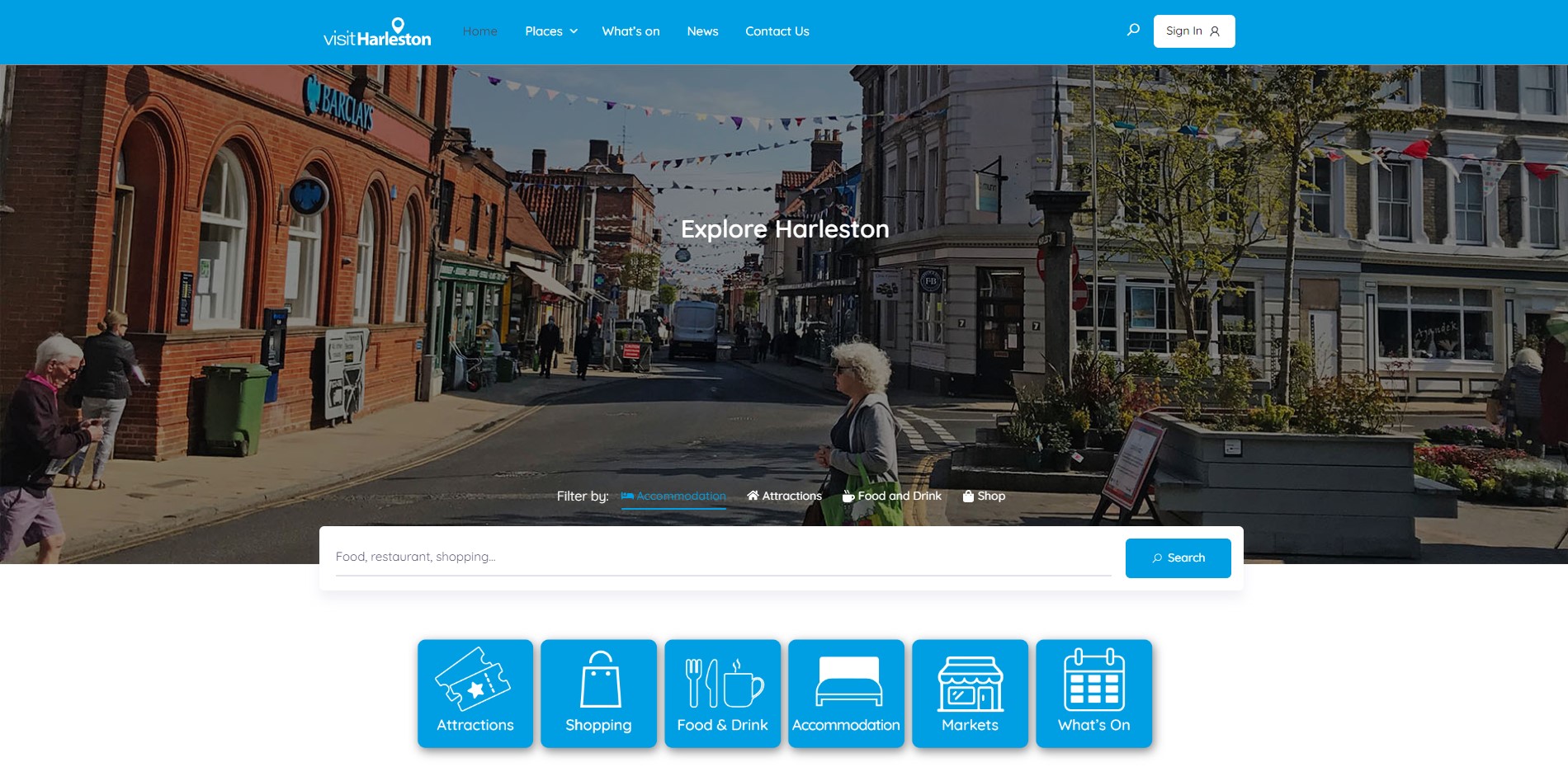 Harleston Tourism Website designed by Red Dune